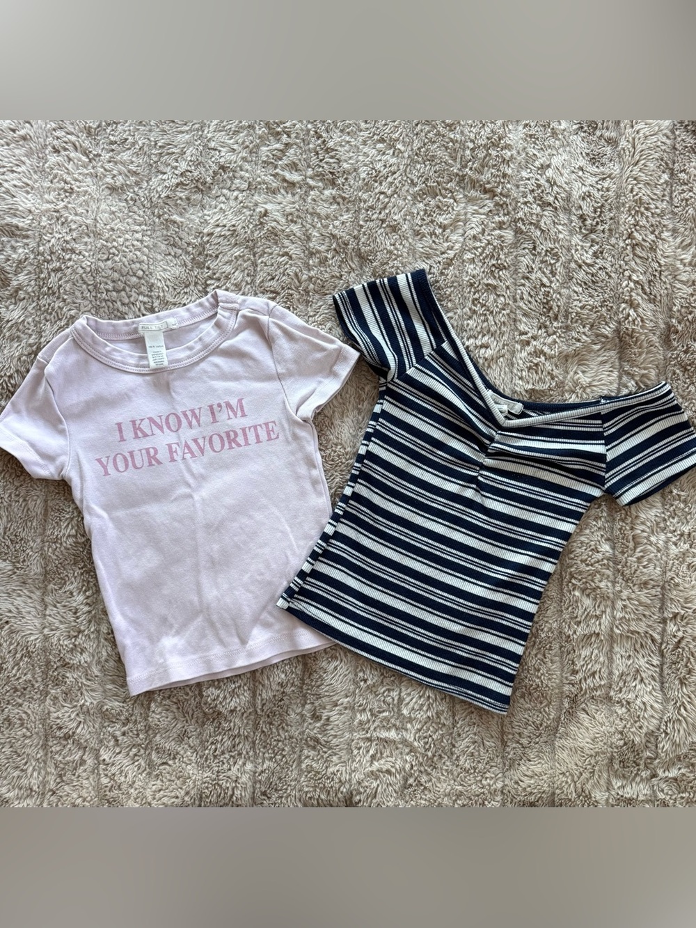 Girls 2-Piece Top Bundle Full Tilt Graphic + Striped One Shoulder XS